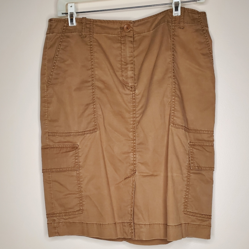 Eileen Fisher Size Small Cargo Khaki Skirt